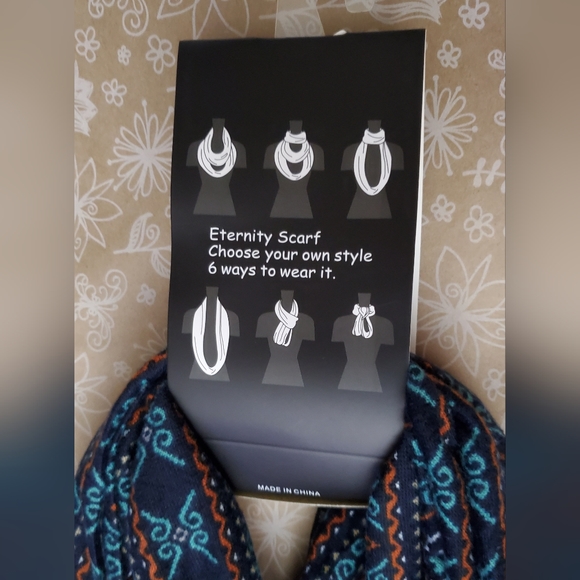 Eternity Scarf By Sylvia Fashion Scarves**Navy Blue Print** - Picture 6 of 6